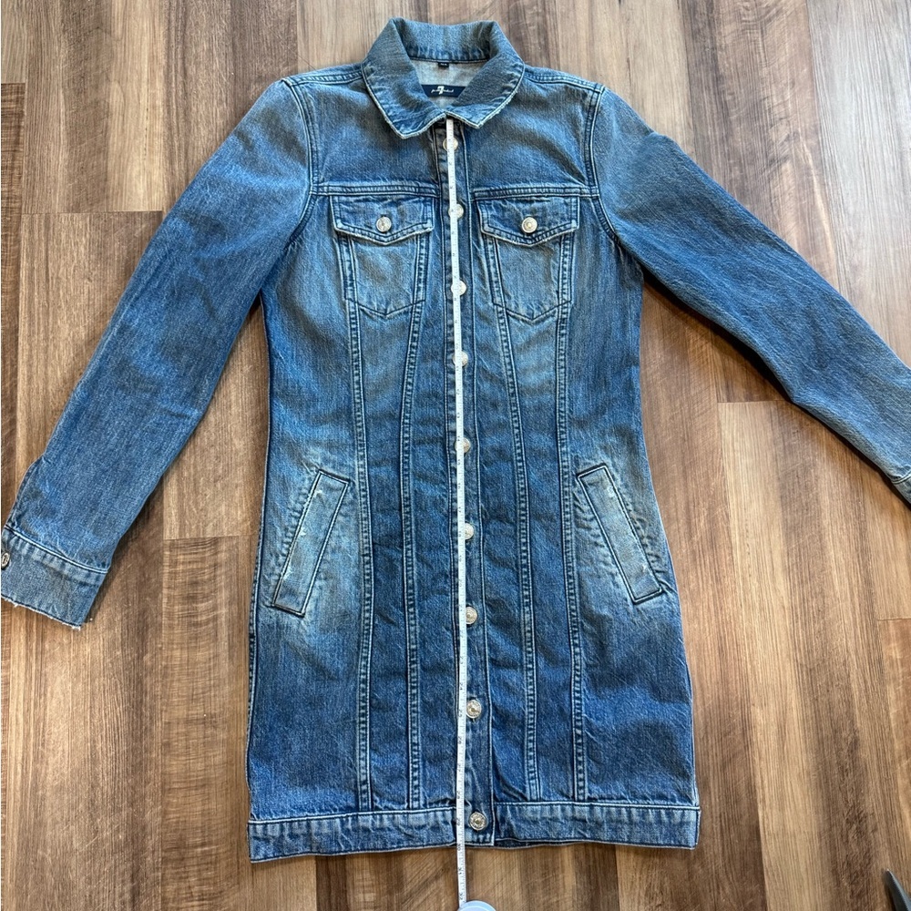 Vintage 7 For All Mankind Medium Wash Blue Denim Dress Y2K style, XS - Picture 9 of 16